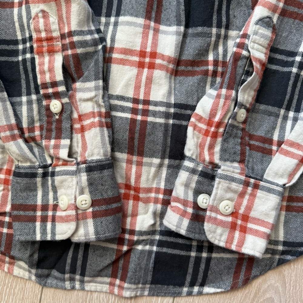 Uniqlo Men's Plaid Flannel Shirt in Navy & Orange Size Small - Picture 8 of 9